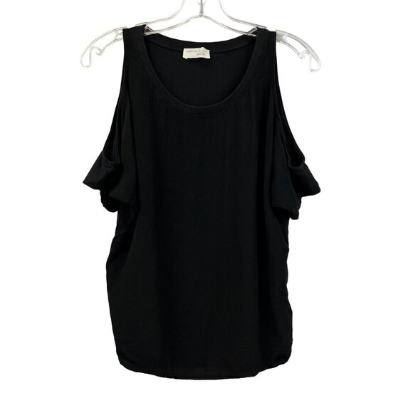 Zara Women’s Scoop Neck Cold Shoulder Short Sleeve Blouse Black Small - Picture 1 of 9